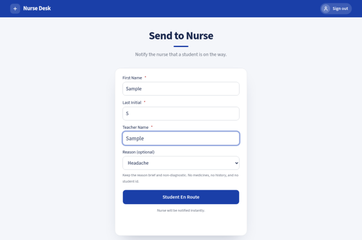 Teacher send form